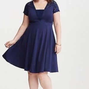 Navy Lace Skater Dress